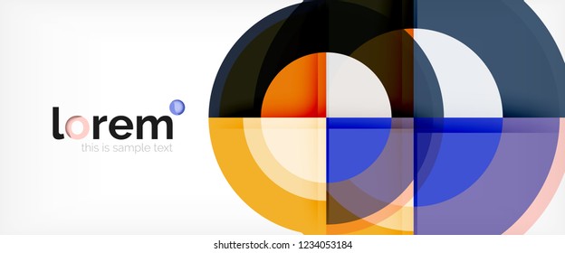 Modern geometric circles abstract background, colorful round shapes with shadow effects, vector illustration