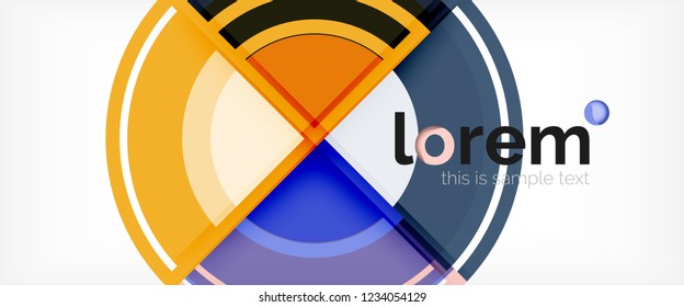Circulos geométricos modernos fondo abstracto, formas redondeadas coloridas con efectos de sombra, ilustración vectorial