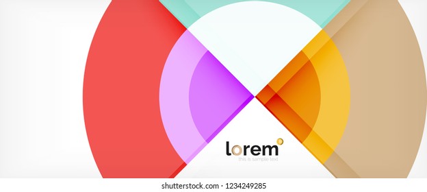 Circulos geométricos modernos fondo abstracto, formas redondeadas coloridas con efectos de sombra, ilustración vectorial