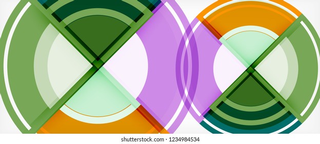 Modern geometric circles abstract background, colorful round shapes with shadow effects, vector illustration