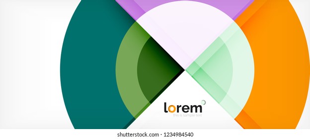 Modern geometric circles abstract background, colorful round shapes with shadow effects, vector illustration