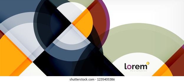 Modern geometric circles abstract background, colorful round shapes with shadow effects, vector illustration