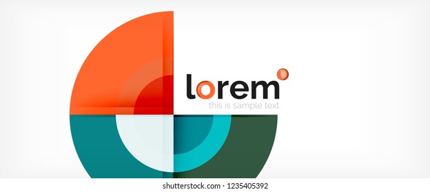 Modern geometric circles abstract background, colorful round shapes with shadow effects, vector illustration