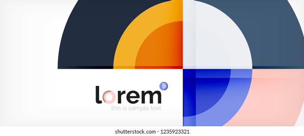 Modern geometric circles abstract background, colorful round shapes with shadow effects, vector illustration