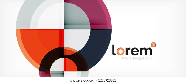 Modern geometric circles abstract background, colorful round shapes with shadow effects, vector illustration