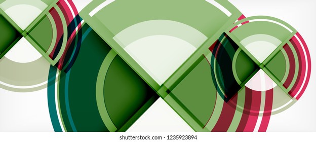 Modern geometric circles abstract background, colorful round shapes with shadow effects, vector illustration