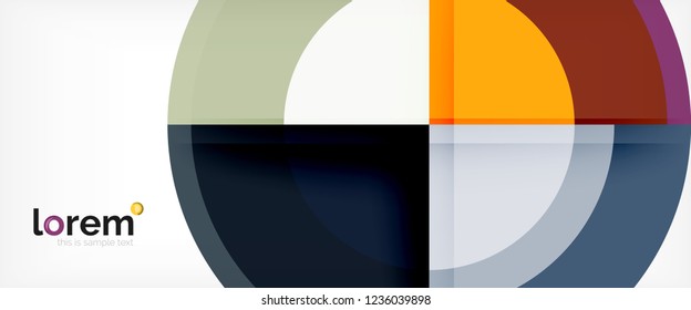 Moderne geometrische Kreise, abstrakter Hintergrund, bunte runde Formen mit Schatteneffekten, Vektorgrafik