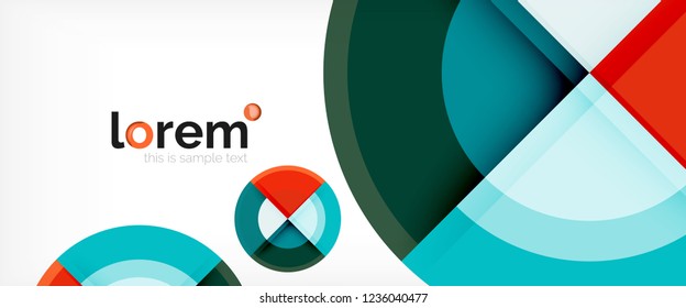 Modern geometric circles abstract background, colorful round shapes with shadow effects, vector illustration