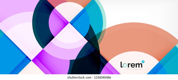 Modern geometric circles abstract background, colorful round shapes with shadow effects, vector illustration
