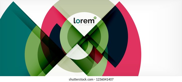 Modern geometric circles abstract background, colorful round shapes with shadow effects, vector illustration