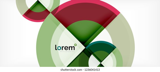 Circulos geométricos modernos fondo abstracto, formas redondeadas coloridas con efectos de sombra, ilustración vectorial