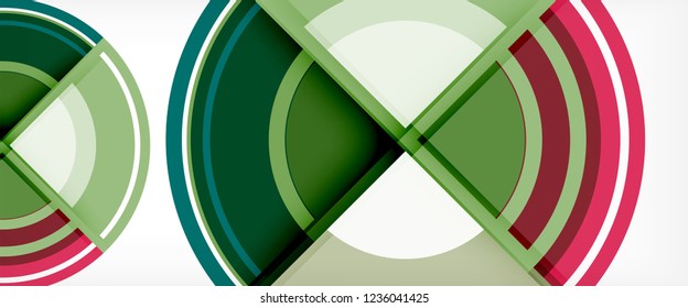 Modern geometric circles abstract background, colorful round shapes with shadow effects, vector illustration
