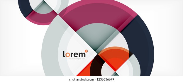 Modern geometric circles abstract background, colorful round shapes with shadow effects, vector illustration