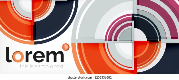 Modern geometric circles abstract background, colorful round shapes with shadow effects, vector illustration