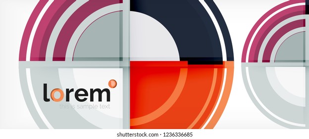 Modern geometric circles abstract background, colorful round shapes with shadow effects, vector illustration