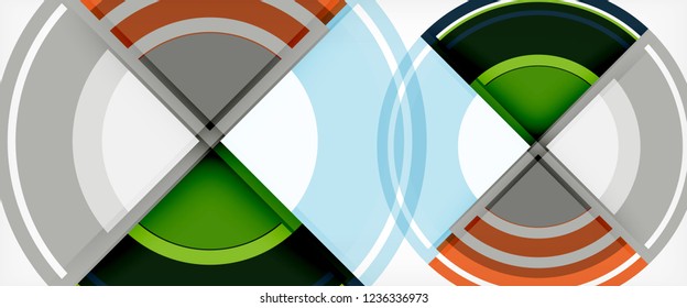 Modern geometric circles abstract background, colorful round shapes with shadow effects, vector illustration