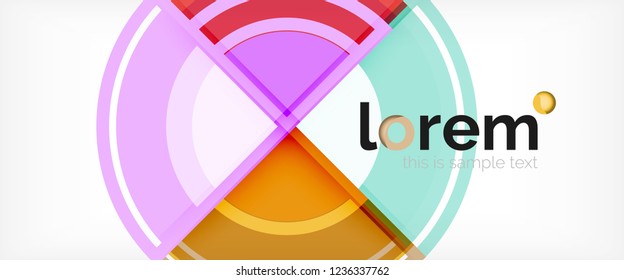 Modern geometric circles abstract background, colorful round shapes with shadow effects, vector illustration
