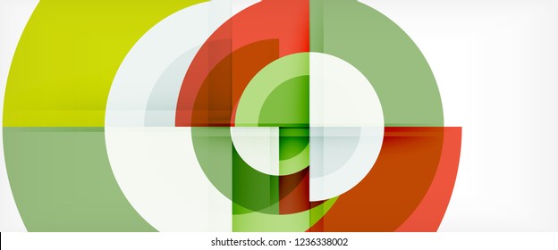 Modern geometric circles abstract background, colorful round shapes with shadow effects, vector illustration