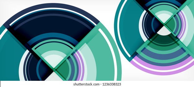 Modern geometric circles abstract background, colorful round shapes with shadow effects, vector illustration