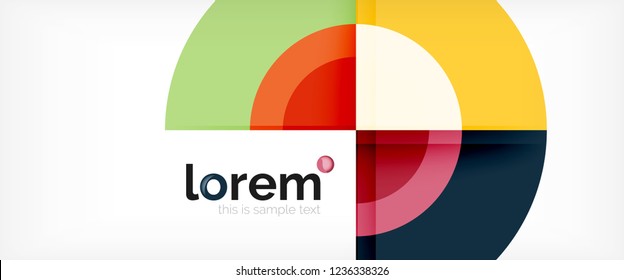 Modern geometric circles abstract background, colorful round shapes with shadow effects, vector illustration