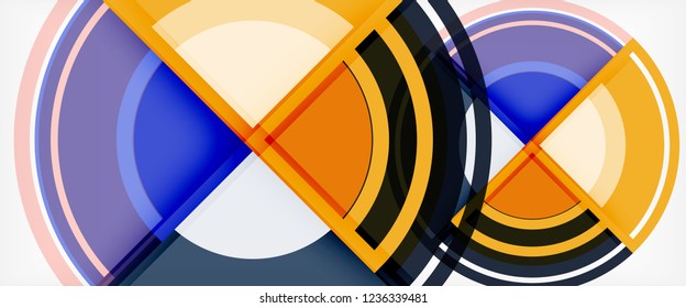 Modern geometric circles abstract background, colorful round shapes with shadow effects, vector illustration