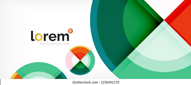 Modern geometric circles abstract background, colorful round shapes with shadow effects, vector illustration