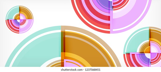 Modern geometric circles abstract background, colorful round shapes with shadow effects, vector illustration