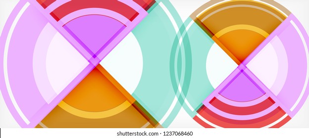 Modern geometric circles abstract background, colorful round shapes with shadow effects, vector illustration