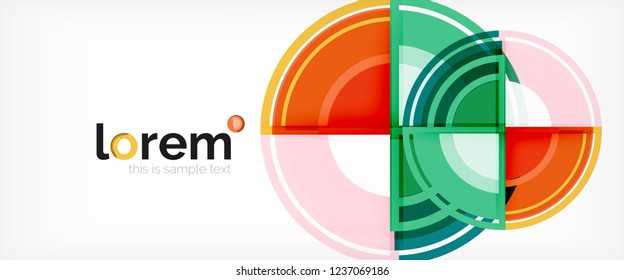 Modern geometric circles abstract background, colorful round shapes with shadow effects, vector illustration
