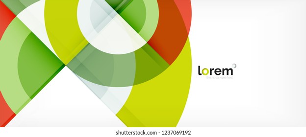 Modern geometric circles abstract background, colorful round shapes with shadow effects, vector illustration