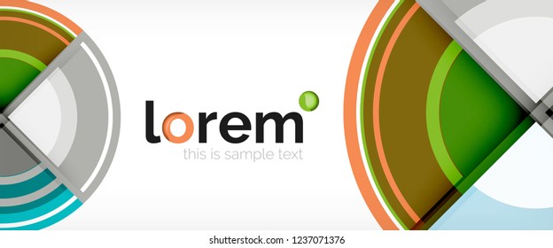 Modern geometric circles abstract background, colorful round shapes with shadow effects, vector illustration