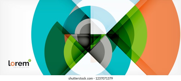 Modern geometric circles abstract background, colorful round shapes with shadow effects, vector illustration