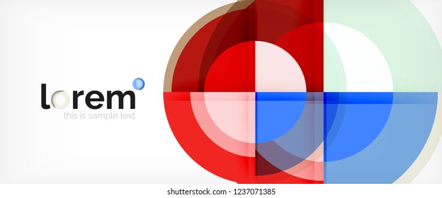 Modern geometric circles abstract background, colorful round shapes with shadow effects, vector illustration