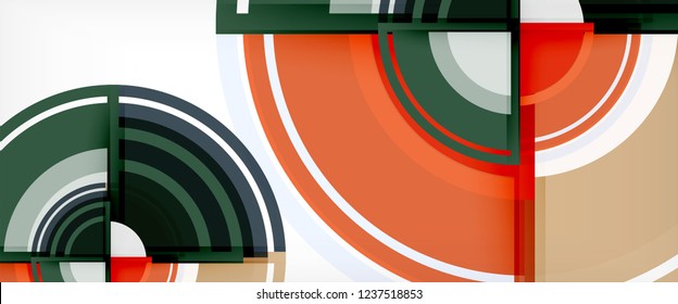 Modern geometric circles abstract background, colorful round shapes with shadow effects, vector illustration