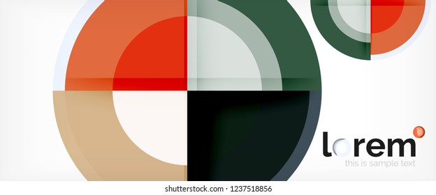 Modern geometric circles abstract background, colorful round shapes with shadow effects, vector illustration