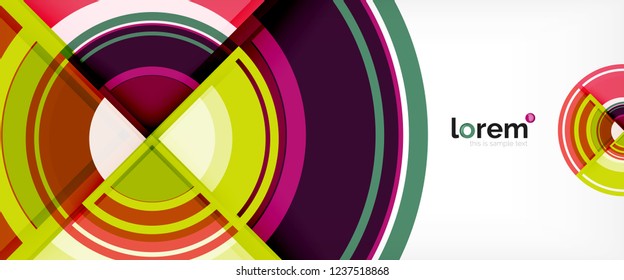 Modern geometric circles abstract background, colorful round shapes with shadow effects, vector illustration