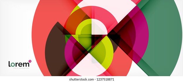 Moderne geometrische Kreise, abstrakter Hintergrund, bunte runde Formen mit Schatteneffekten, Vektorgrafik