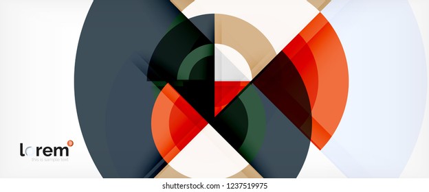 Modern geometric circles abstract background, colorful round shapes with shadow effects, vector illustration