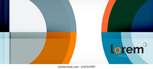 Modern geometric circles abstract background, colorful round shapes with shadow effects, vector illustration