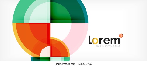 Modern geometric circles abstract background, colorful round shapes with shadow effects, vector illustration