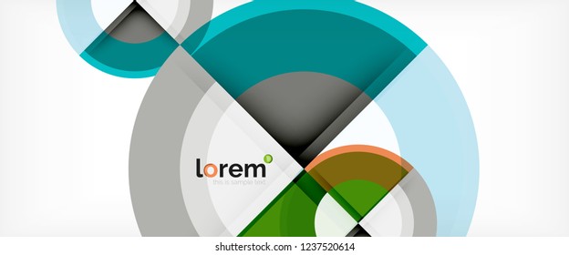 Moderne geometrische Kreise, abstrakter Hintergrund, bunte runde Formen mit Schatteneffekten, Vektorgrafik