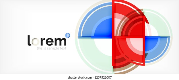 Modern geometric circles abstract background, colorful round shapes with shadow effects, vector illustration