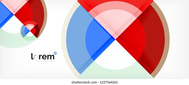 Modern geometric circles abstract background, colorful round shapes with shadow effects, vector illustration