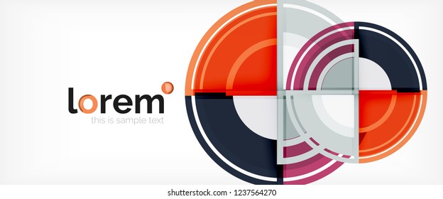 Circulos geométricos modernos fondo abstracto, formas redondeadas coloridas con efectos de sombra, ilustración vectorial