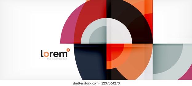 Moderne geometrische Kreise, abstrakter Hintergrund, bunte runde Formen mit Schatteneffekten, Vektorgrafik