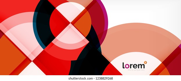Modern geometric circles abstract background, colorful round shapes with shadow effects, vector illustration