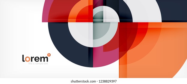 Modern geometric circles abstract background, colorful round shapes with shadow effects, vector illustration