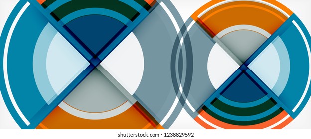Modern geometric circles abstract background, colorful round shapes with shadow effects, vector illustration