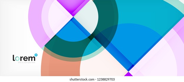 Modern geometric circles abstract background, colorful round shapes with shadow effects, vector illustration