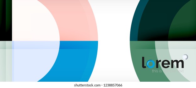 Modern geometric circles abstract background, colorful round shapes with shadow effects, vector illustration